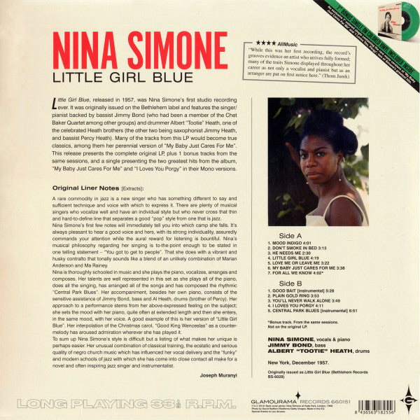 Nina Simone - Little Girl Blue (1959) - Mint- LP Record 2019 Glamourama Vinyl & 7" Single - Jazz / Soul-Jazz - Shuga Records