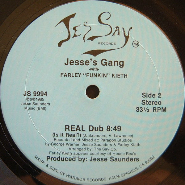 Jesse's Gang With Farley "Funkin" Kieth - Real Love - VG 12" Single Record 1985 Jes Say USA Vinyl - Chicago House - Shuga Records