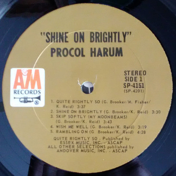 Procol Harum - Shine On Brightly - VG+ LP Record 1968 A&M USA Original Vinyl - Psychedelic Rock / Prog Rock / Classic Rock - Shuga Records