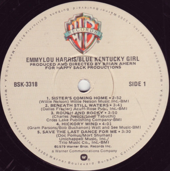 Emmylou Harris - Blue Kentucky Girl - VG+ LP Record 1979 Warner USA Vinyl - Country Rock / Folk Rock - Shuga Records