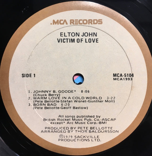Elton John - Victim Of Love - VG+ LP Record 1979 MCA Vinyl - Pop Rock - Shuga Records