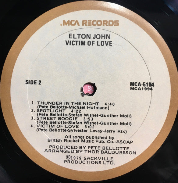 Elton John - Victim Of Love - VG+ LP Record 1979 MCA Vinyl - Pop Rock - Shuga Records
