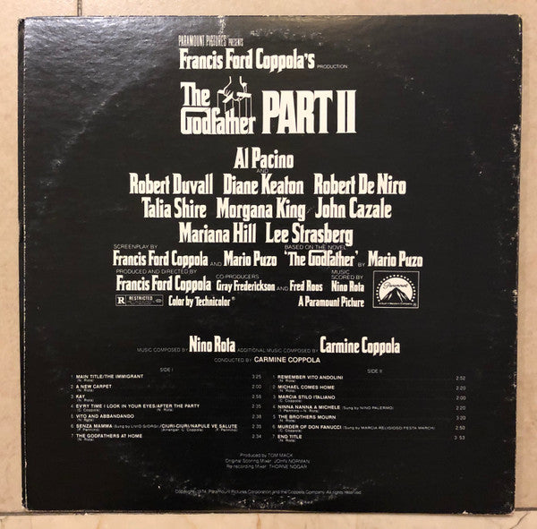 Nino Rota - The Godfather Part II (Original Recording) - VG+ (VG- low grade cover) 1974 ABC USA Original Vinyl - Soundtrack - Shuga Records