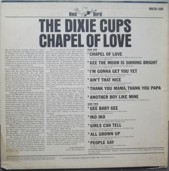 The Dixie Cups - Chapel Of Love - VG+ LP Record 1964 Red Bird USA Original Mono Vinyl - Soul / Pop / Rock - Shuga Records