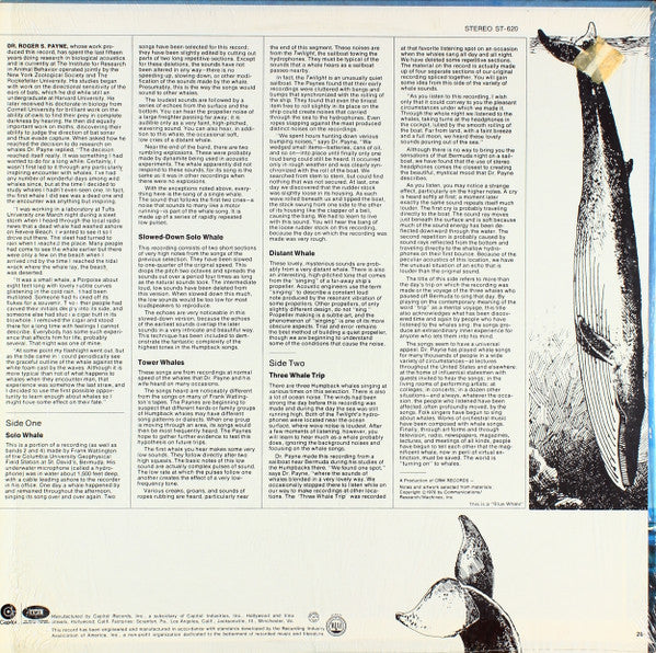 Humpback Whale - Songs Of The Humpback Whale - VG+ LP Record 1970 Capitol USA Vinyl & Book - Field Recording / Education - Shuga Records