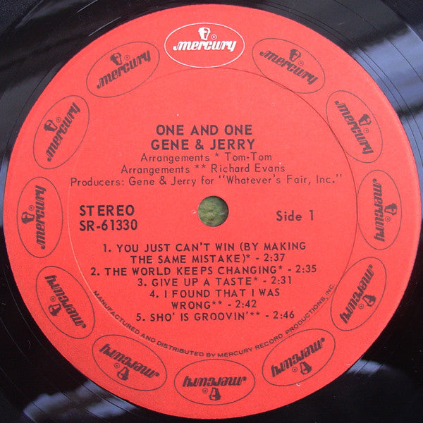 Gene Chandler & Jerry Butler - Gene & Jerry - One & One - Mint- LP Record 1970 Mercury USA Viny - Soul - Shuga Records