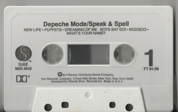 Depeche Mode - Speak & Spell - VG+ Cassette 1981 Sire USA Tape - Pop Rock / Synth-pop - Shuga Records