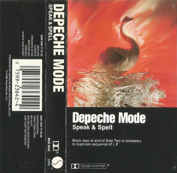 Depeche Mode - Speak & Spell - VG+ Cassette 1981 Sire USA Tape - Pop Rock / Synth-pop - Shuga Records