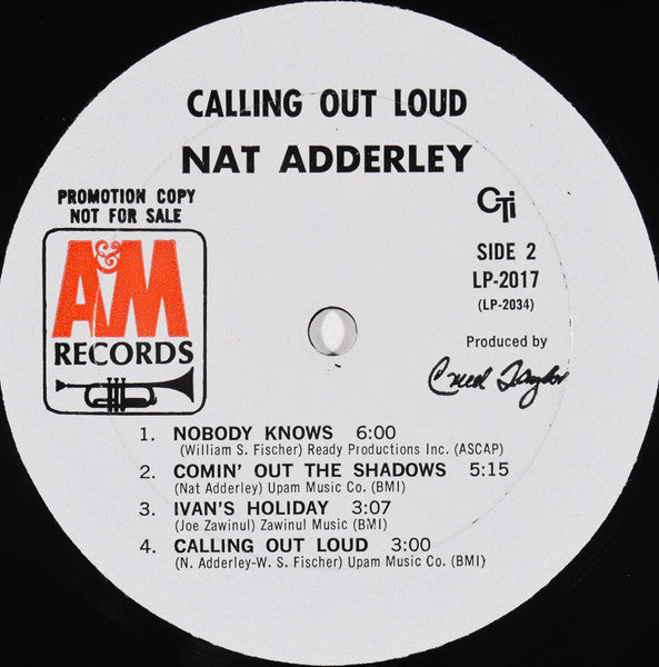 Nat Adderley - Calling Out Loud - VG LP Record 1969 A&M USA Rare Mono Promo Vinyl - Jazz / Hard Bop / Soul-Jazz - Shuga Records