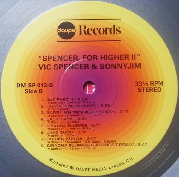 Vic Spencer & Sonnyjim - Spencer For Higher II (Seasons 3 & 4) - Mint- LP Record 2019 Daupe! UK Silver Grey Vinyl & Numbered - Hardcore Hip-Hop - Shuga Records