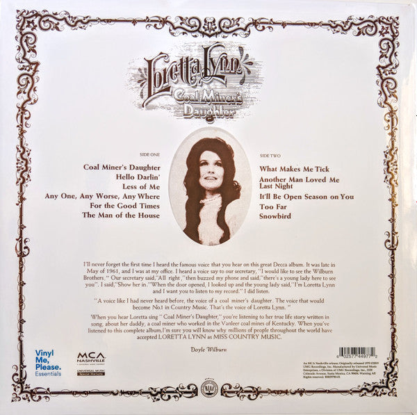 Loretta Lynn - Coal Miner’s Daughter (1970) - New LP Record 2019 MCA Decca Vinyl Me Please Blue Marbled 180 gram Vinyl - Country - Shuga Records