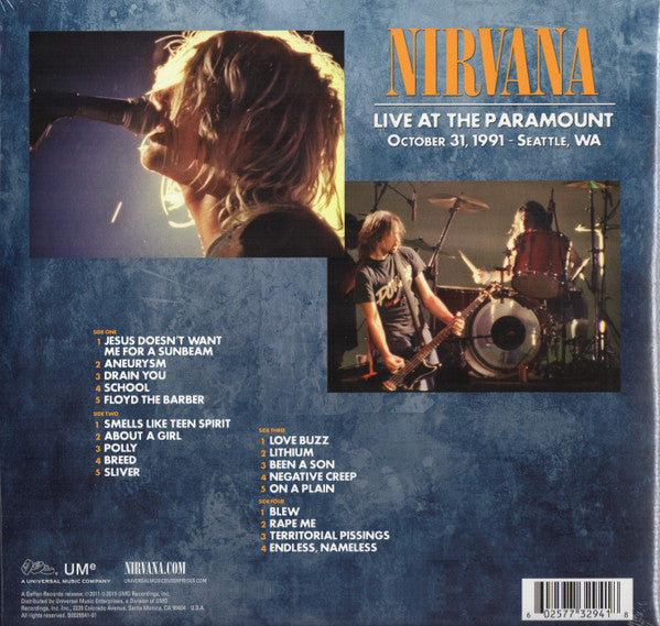Nirvana - Live at The Paramount (1991) - New (OPENED TO VERIFY PRESSING) 2 LP 2019 Geffen 180 gram Vinyl, Insert & Backstage Pass - Alternative Rock / Grunge - Shuga Records
