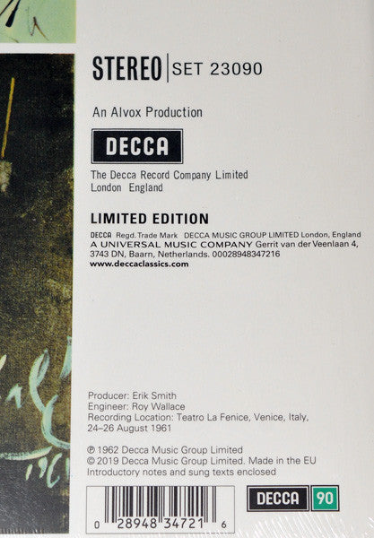 Scarlatti / Fiorenza Cossotto / Lorenzo Alvary - Salvador Dalí in Venice (1962) - New Record Store Day 2019 Decca RSD 180 gram Vinyl - Classical / Spoken Word - Shuga Records