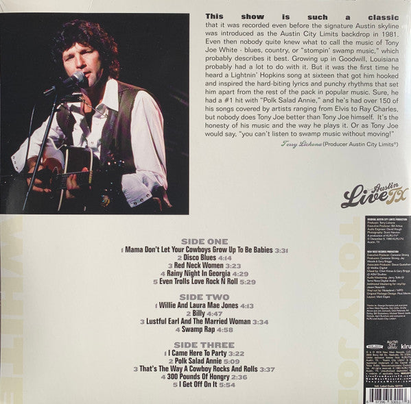 Tony Joe White - Live From Austin TX (2006) - VG+ 2 LP Record Store Day 2019 New West RSD 180 gram White - Blues Rock / Country Rock - Shuga Records