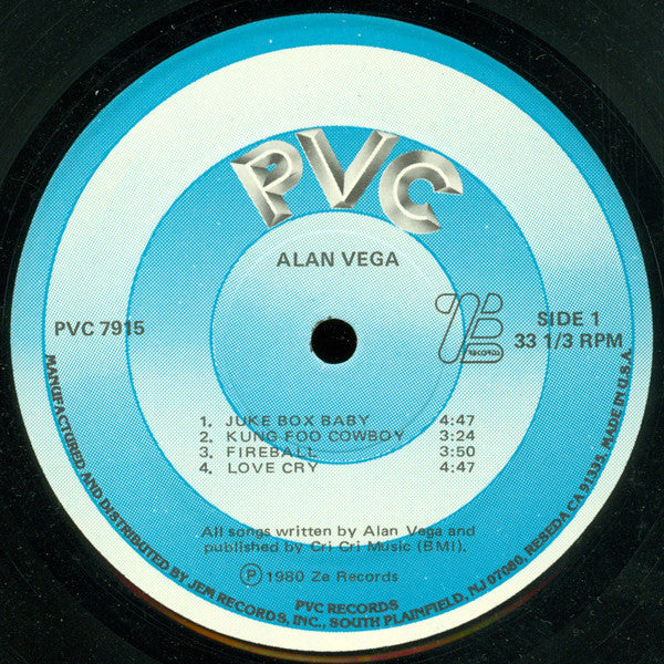 Alan Vega – Alan Vega - VG+ LP Record 1980 PVC LE US Original Press Vinyl - New Wave / Rockabilly - Shuga Records