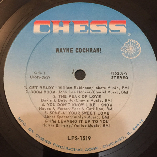 Wayne Cochran – Wayne Cochran! - VG+ LP Record 1967 Chess USA Stereo Vinyl - Soul / Rhythm & Blues / Gospel - Shuga Records