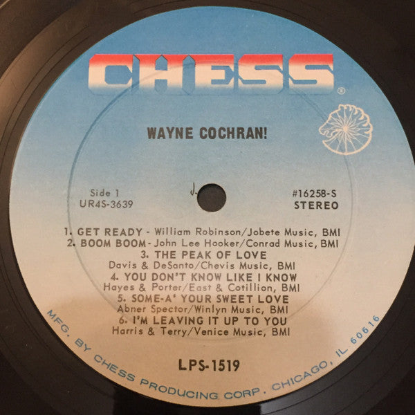 Wayne Cochran – Wayne Cochran! - VG+ LP Record 1967 Chess USA Stereo Vinyl - Soul / Rhythm & Blues / Gospel