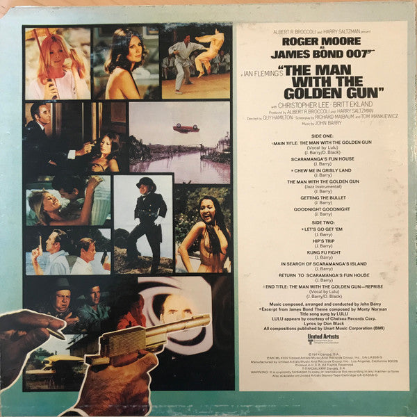 John Barry - TThe Man With The Golden Gun (Original Motion Picture James Bond 007) - VG+ LP Record 1974 United Artists USA Original Vinyl - Soundtrack - Shuga Records