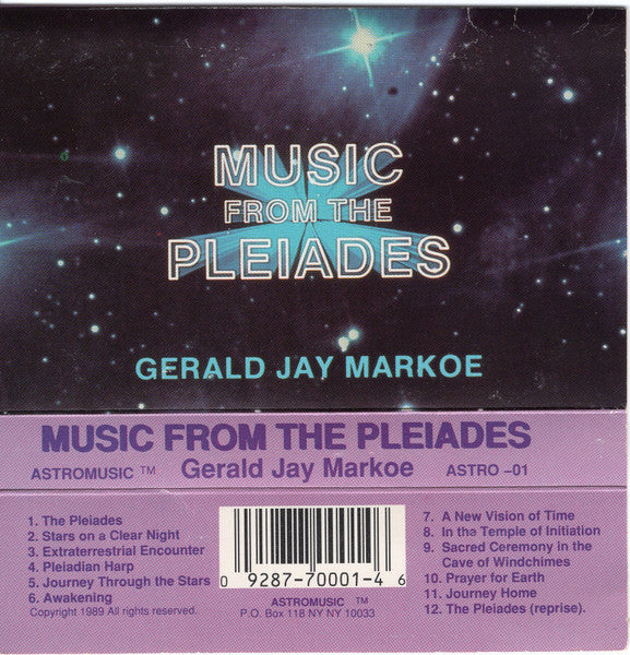 Gerald Jay Markoe - Music From The Pleiades - VG+ Cassette 1989 Astromusic USA Clear Tape & Purple Type - Electronic / New Age - Shuga Records