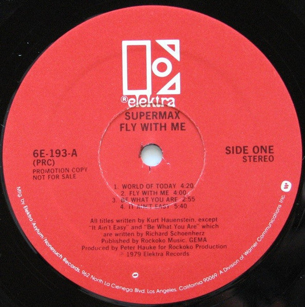 Supermax - Fly With Me - Mint- (VG+ cover) LP Record 1979 Elektra USA Promo Vinyl - Disco / Funk / Krautrock
