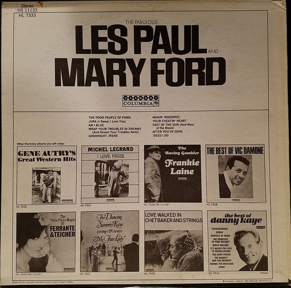 Les Paul & Mary Ford - The Fabulous - VG+ 1965 Harmony Columbia USA Stereo Original Vinyl - Rock & Roll - Shuga Records