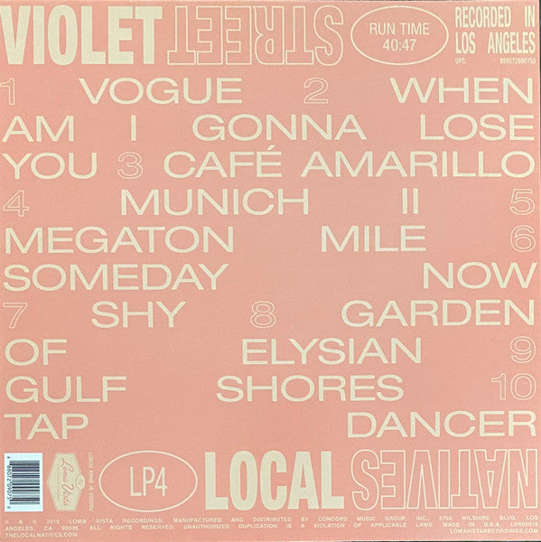 Local Natives - Violet Street - Mint- LP Record 2019 Loma Vista Vinyl, Poster & Booklet- Indie Pop / Alternative Rock
