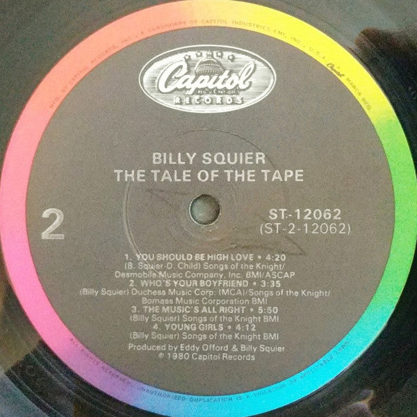 Billy Squier - The Tale Of The Tape - VG+ LP Record 1980 Capitol USA Vinyl - Hard Rock / Pop Rock - Shuga Records