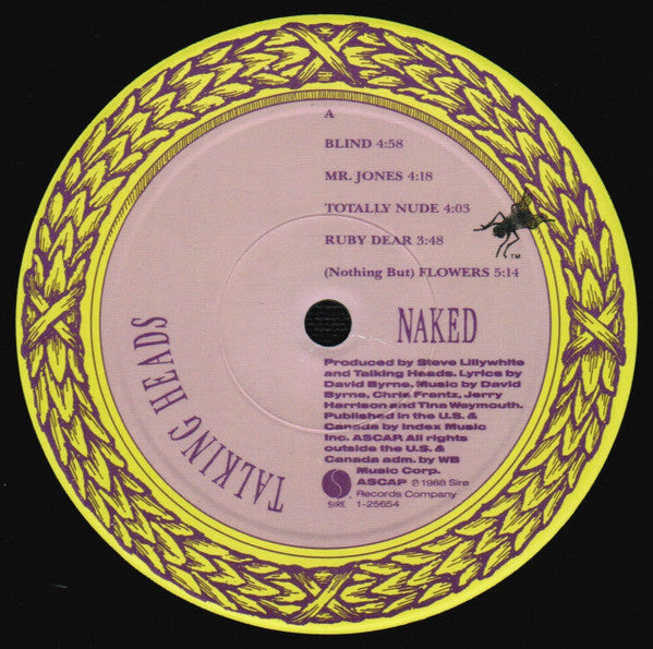 Talking Heads - Naked - VG+ LP Record 1988 Sire Fly USA Original Vinyl - Pop Rock / New Wave - Shuga Records