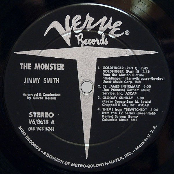 The Incredible Jimmy Smith - Monster - VG+ LP Record 1965 Verve USA Stereo Original Vinyl - Jazz-Funk / Soul-Jazz / Boogaloo - Shuga Records