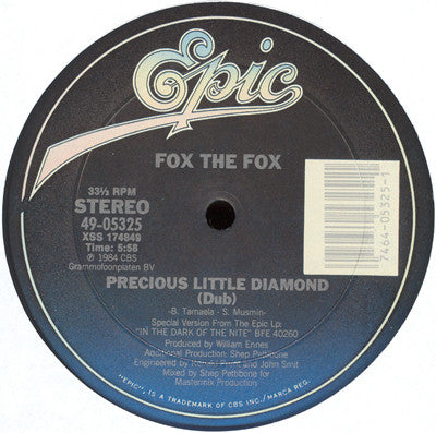 Fox The Fox - Precious Little Diamond - Mint- 12" Single Record 1986 Epic USA Vinyl - Synth-pop / Disco / Hi-NRG - Shuga Records