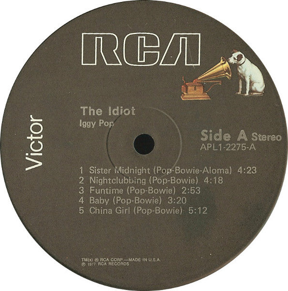 Iggy Pop - The Idiot - VG LP Record 1977 RCA Victor USA Original Press Vinyl - Rock / Art Rock - Shuga Records
