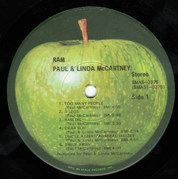 Paul McCartney And Linda McCartney - Ram - Mint- LP Record (VG+ cover) 1971 Apple USA Original Press Vinyl - Pop Rock / Classic Rock - Shuga Records