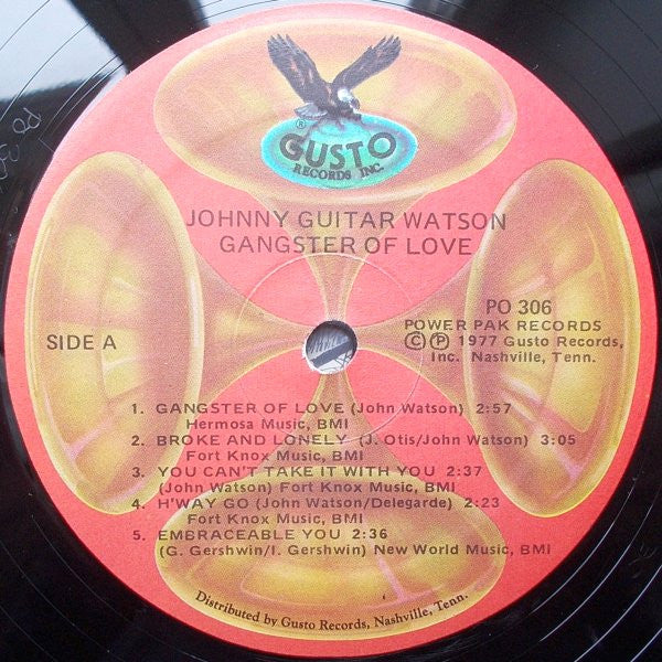 Johnny Guitar Watson - Gangster Of Love - VG+ LP Record 1977 Gusto Power Pak USA Vinyl - Soul / Rhythm & Blues / Funk / Blues - Shuga Records