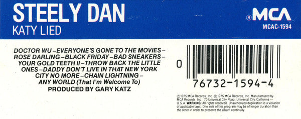 Steely Dan - Katy Lied - Used Cassette 1975 MCA Priority Tape - Rock - Shuga Records
