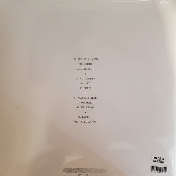 Rammstein - Untitled - VG+ 2 LP Record 2019 Universal Music 180 gram Vinyl - Rock / Industrial - Shuga Records