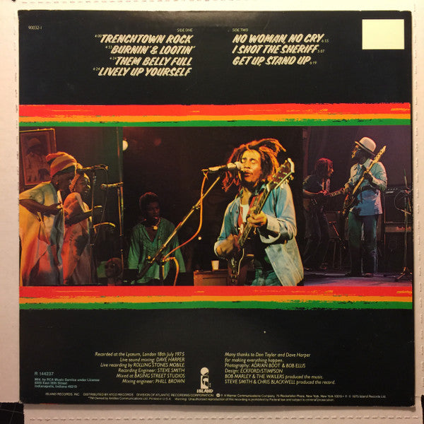 Bob Marley & The Wailers – Live! - Mint- LP Record 1986 Island RCA Club Edition Vinyl - Reggae - Shuga Records
