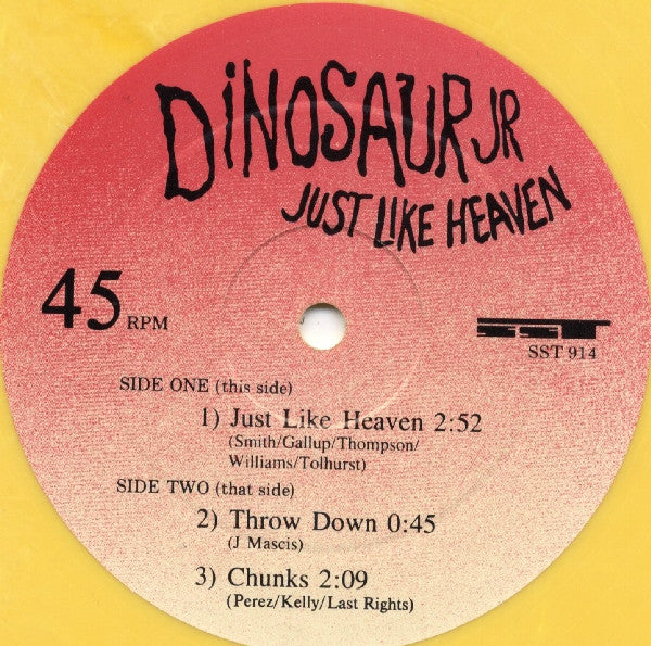 Dinosaur Jr – Just Like Heaven (1989) - VG+ 10" Single Record 1991 SST Yellow Marbled Vinyl - Indie Rock - Shuga Records