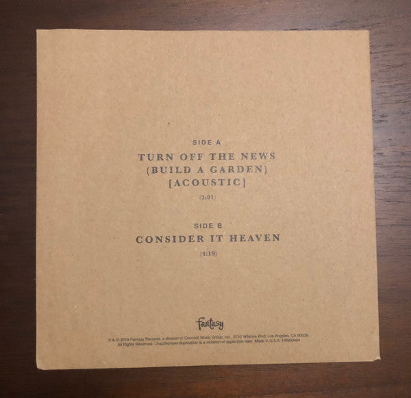 Lukas Nelson & Promise Of The Real – Turn Off The News (Build A Garden)(Acoustic) / Consider It Heaven - New 7" Single Record 2019 Fantasy USA Vinyl - Rock / Folk Rock