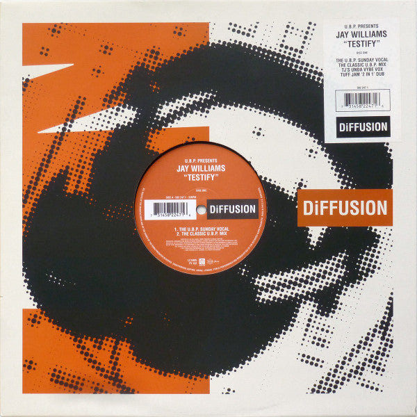U.B.P. Presents Jay Williams - Testify - VG+ 12" Single Record 1997 DiFFUSION UK Vinyl - House / Garage House / UK Garage - Shuga Records
