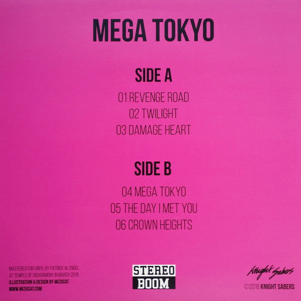 Knight Sabers - Mega Tokyo - Mint- 10" EP Record 2019 Stereoboom Germany Purple Vinyl & Poster - Electronic / Synthwave / Vaporwave - Shuga Records