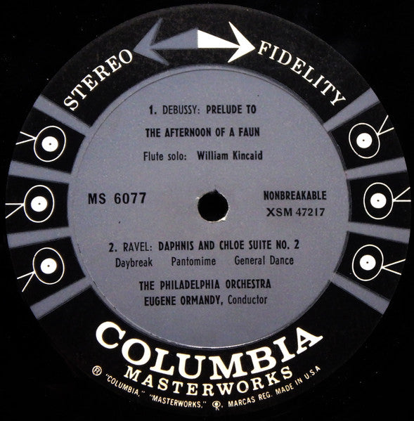 Ormandy - Afternoon Of A Faun / Daphnis And Choloe, No. 2 / La Mer - VG+ LP Record 1959 Columbia USA 6 Eye MS 6077 Vinyl - Classical - Shuga Records