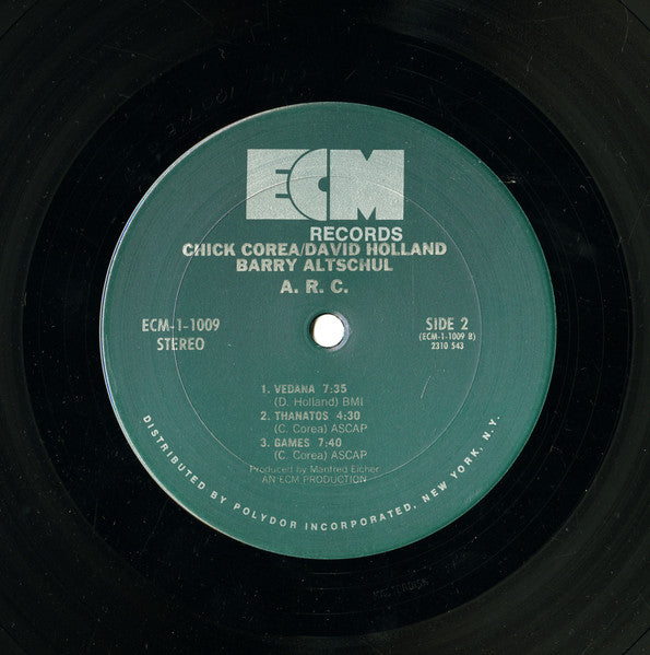 Chick Corea / David Holland / Barry Altschul - A. R. C. - VG+ LP Record 1977 ECM USA Vinyl - Avant-garde Jazz - Shuga Records