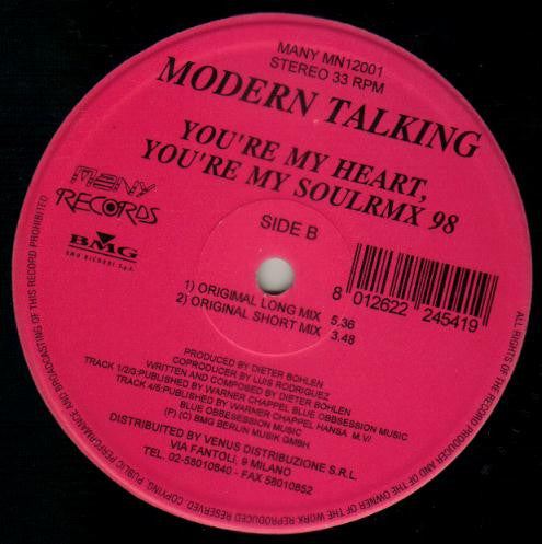 Modern Talking - You're My Heart, You're My Soul RMX '98 - New 12" Single Record 1998 Many BMG Italy Vinyl - Synth-pop / Euro House / Disco - Shuga Records