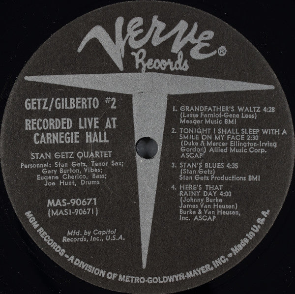 Stan Getz - Joao Gilberto – Getz / Gilberto #2 - VG LP Record 1966 Verve Capitol Record Club Vinyl - Jazz / Bossa Nova / Hard Bop