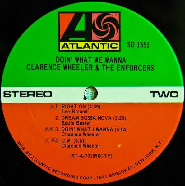 Clarence Wheeler & The Enforcers - Doin' What We Wanna - VG- (lower grade) LP Record 1970 AtlanticUSA Vinyl - Jazz / Soul-Jazz / Jazz-Funk - Shuga Records