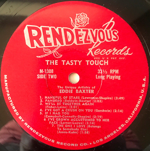 Eddie Baxter - The Tasty Touch - VG+ LP Record 1959 Rendezvous USA Vinyl - Jazz / Space-Age / Exotic - Shuga Records
