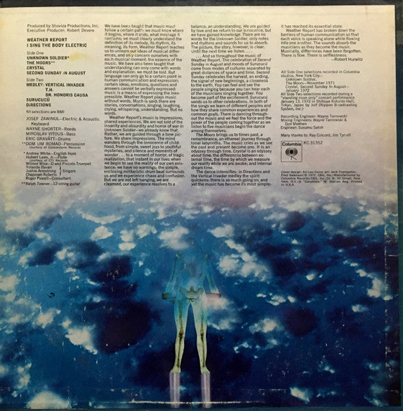Weather Report - I Sing The Body Electric - VG+ LP Record 1972 Columbia USA Vinyl - Jazz / Fusion - Shuga Records