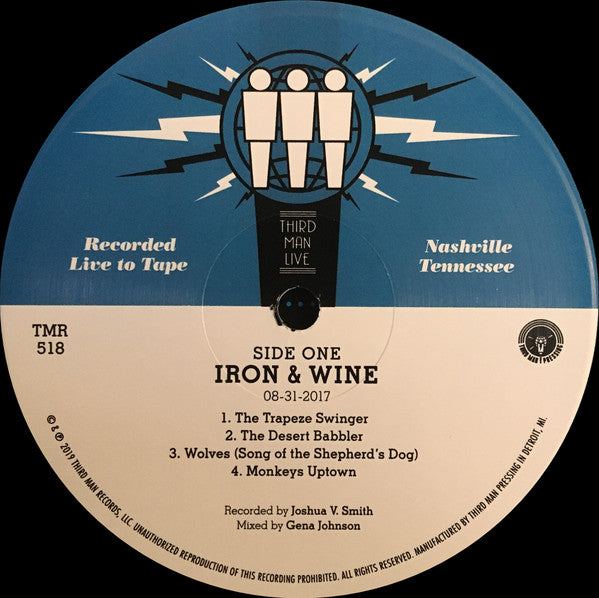 Iron & Wine - Live at Third Man Records - Mint- LP Record 2019 Third Man Vinyl - Indie Rock / Lo-Fi - Shuga Records
