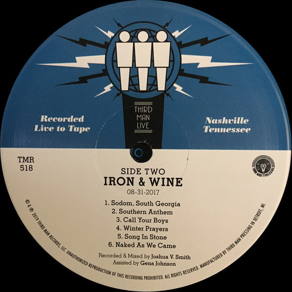 Iron & Wine - Live at Third Man Records - Mint- LP Record 2019 Third Man Vinyl - Indie Rock / Lo-Fi - Shuga Records