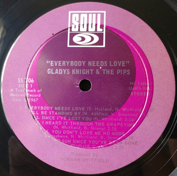 Gladys Knight & The Pips - Everybody Needs Love - VG LP Record 1967 Soul USA Stereo Original Vinyl - Soul / Funk / R&B - Shuga Records